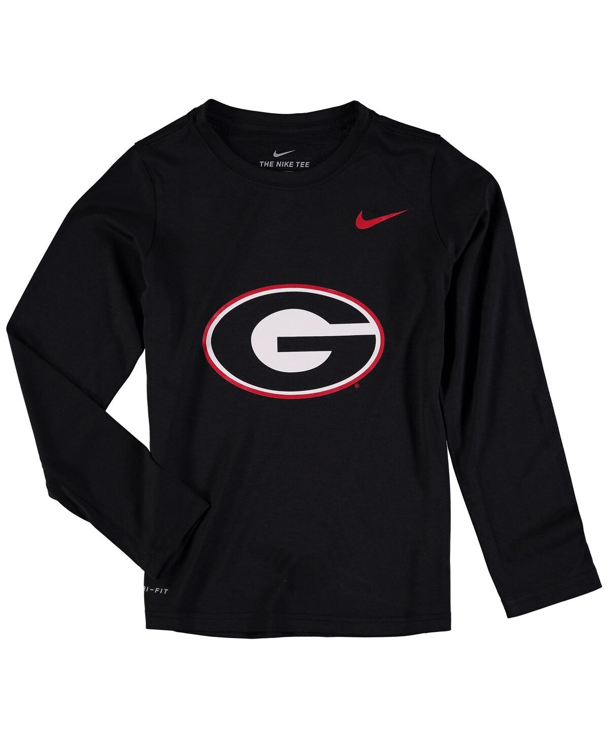 Shop Nike Big Boys  Heathered Black Georgia Bulldogs Legend Logo Long Sleeve Performance T-shirt