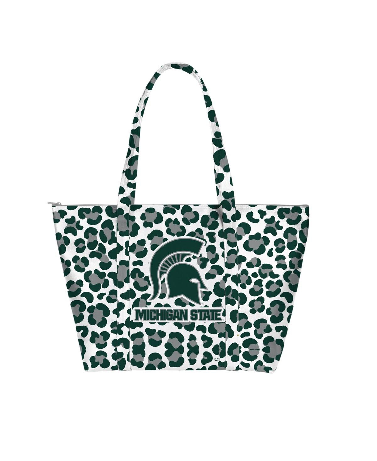 Indigo Falls Women's Michigan State Spartans Leopard Weekender Tote Bag In Green