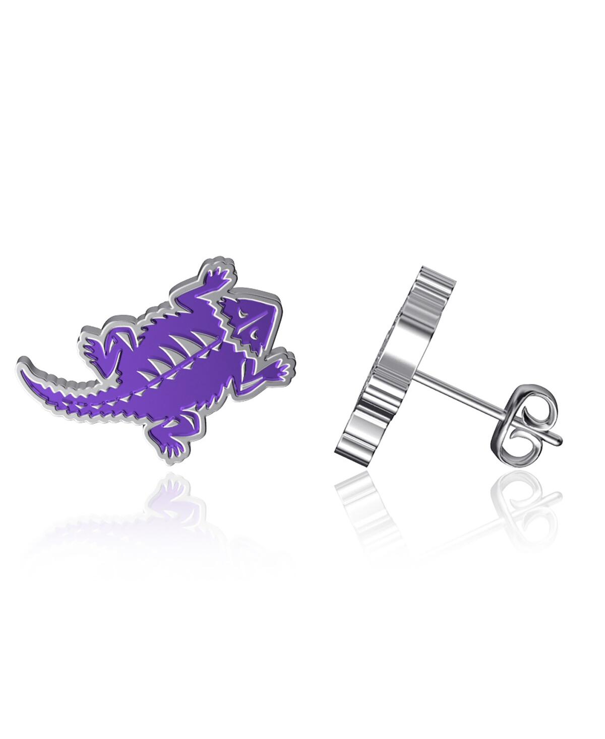 Women's Dayna Designs Tcu Horned Frogs Enamel Post Earrings - Purple