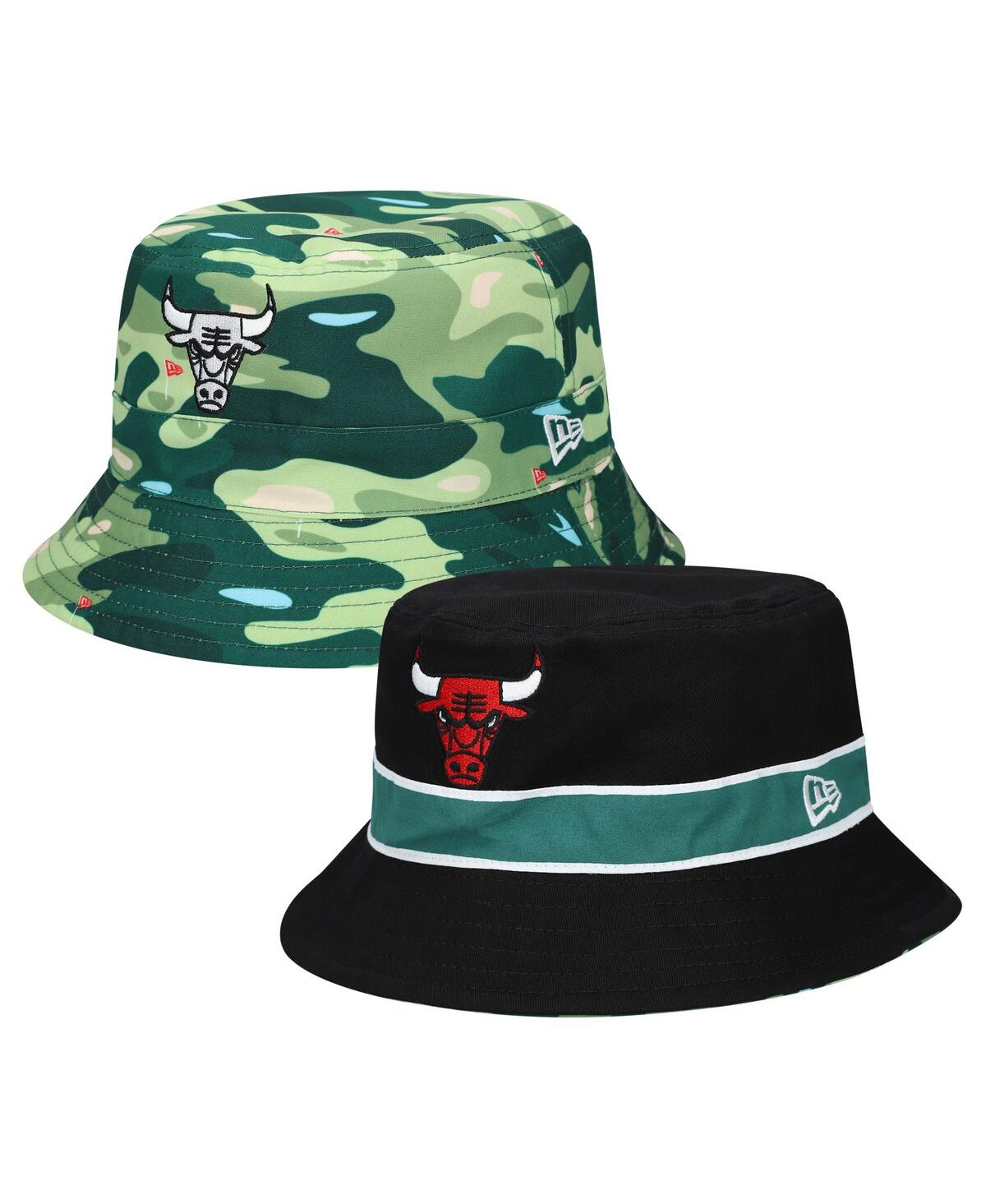 Shop New Era Men's  Black Chicago Bulls Reversible Bucket Hat