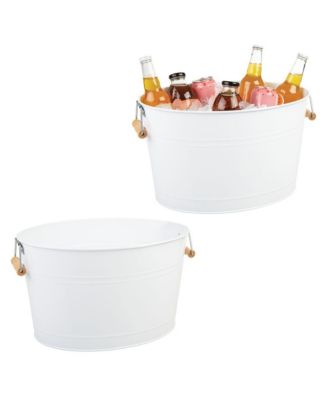 mDesign Large Metal 4.75 Gal. Beverage Tub Cooler, Bamboo Handles, 2 Pack - Macy's