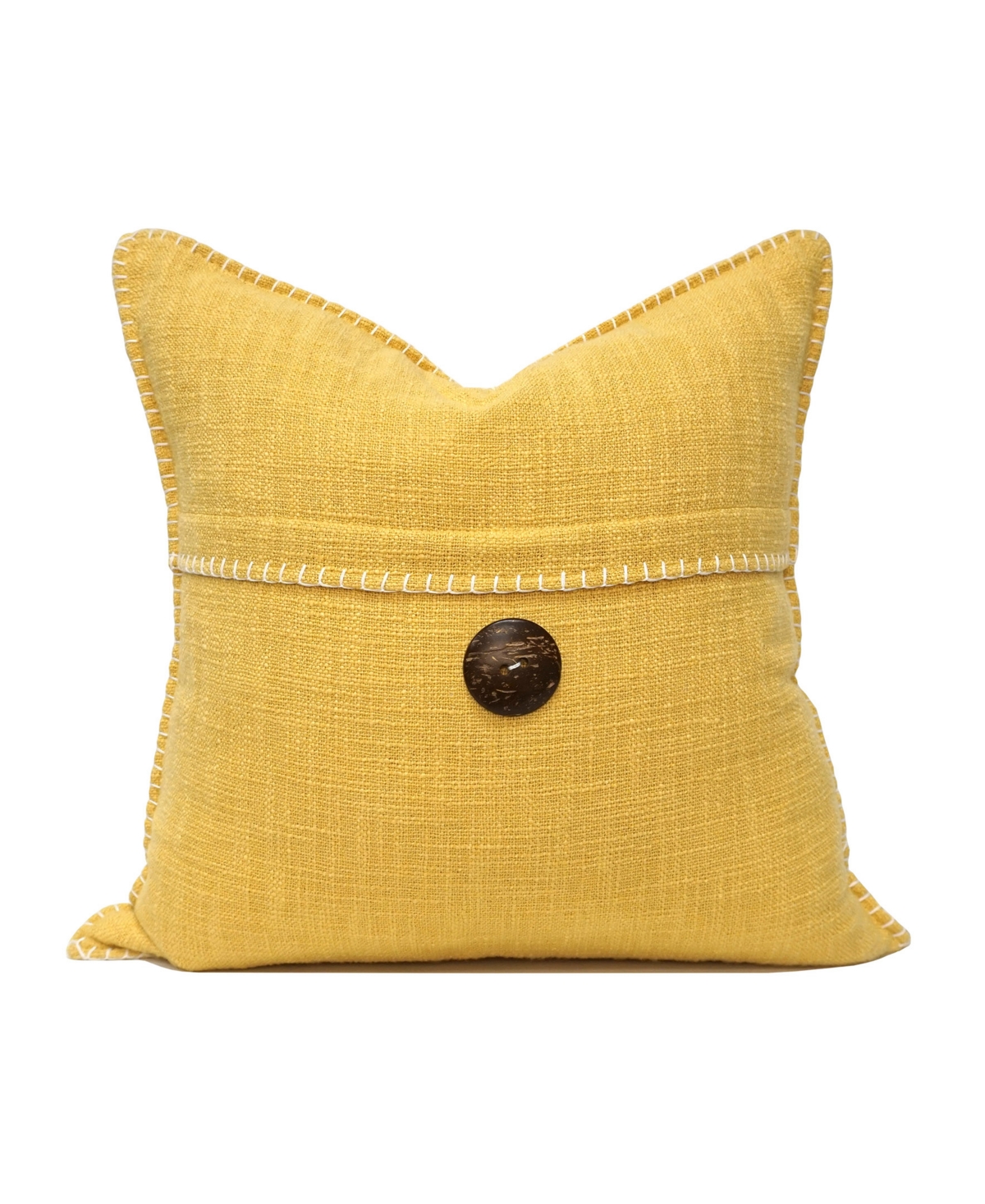 Millihome Wendy Button Whip Stitch Decorative Pillow, 20" X 20" In Yellow