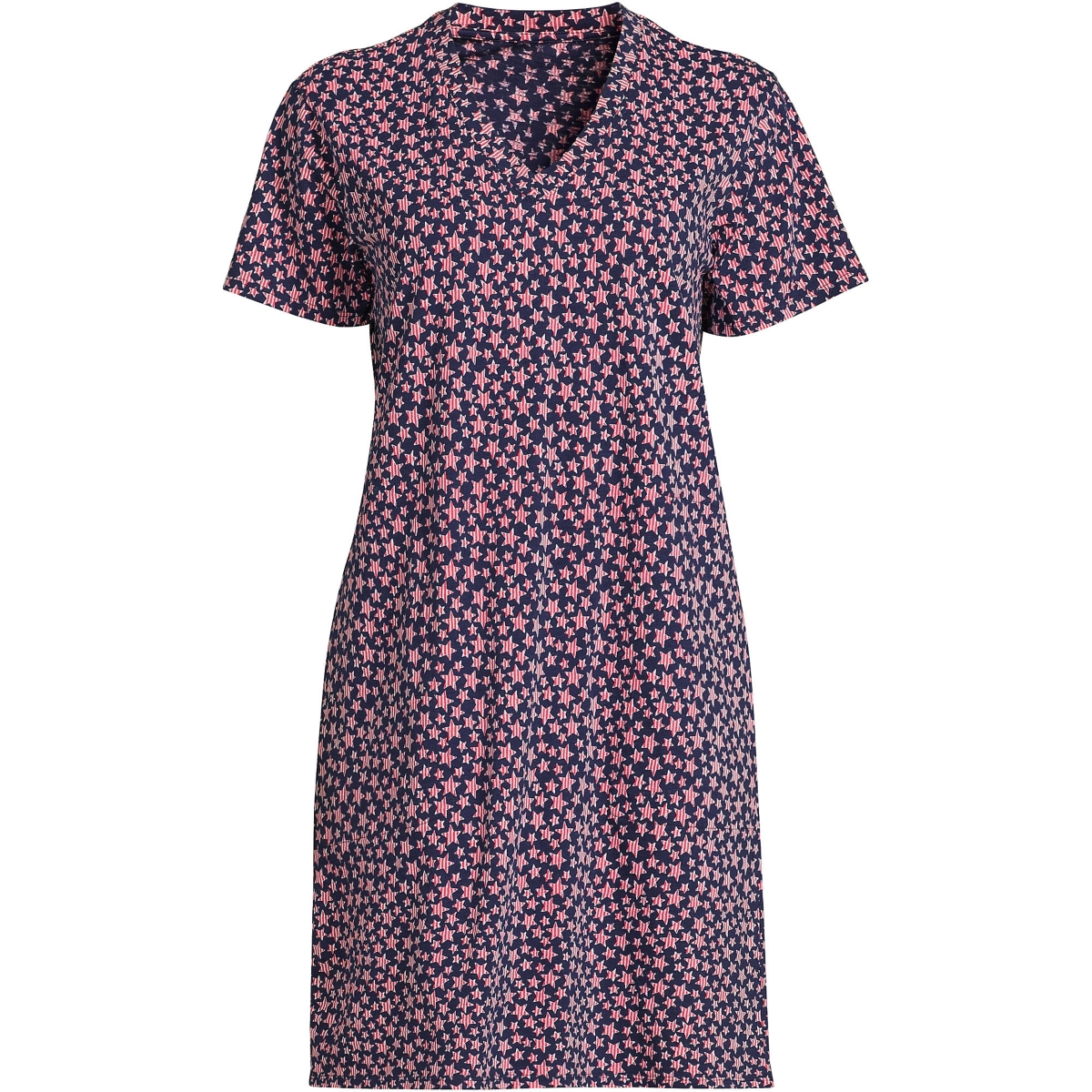 Lands End Women s Plus Size Slub Short Sleeve V Neck Above Knee T