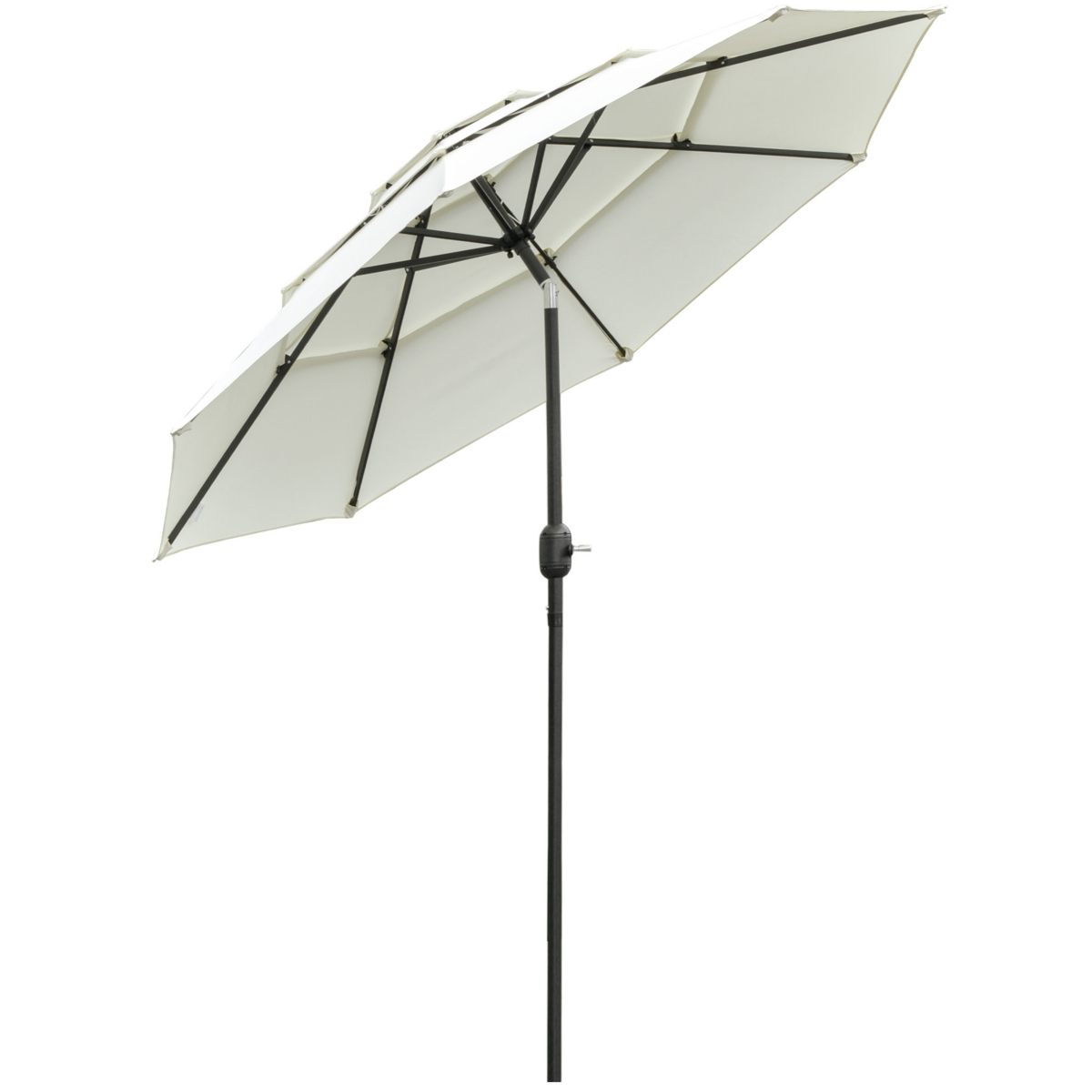 104.25" 3-Tier Patio Umbrella, Outdoor Market Umbrella with Crank and Push Button Tilt for Deck, Backyard and Lawn - White