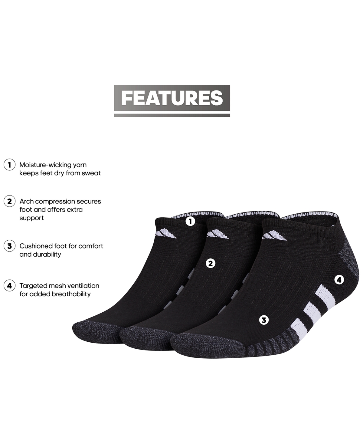 Shop Adidas Originals Men's 3-pk. Cushioned No-show Logo Socks In Black