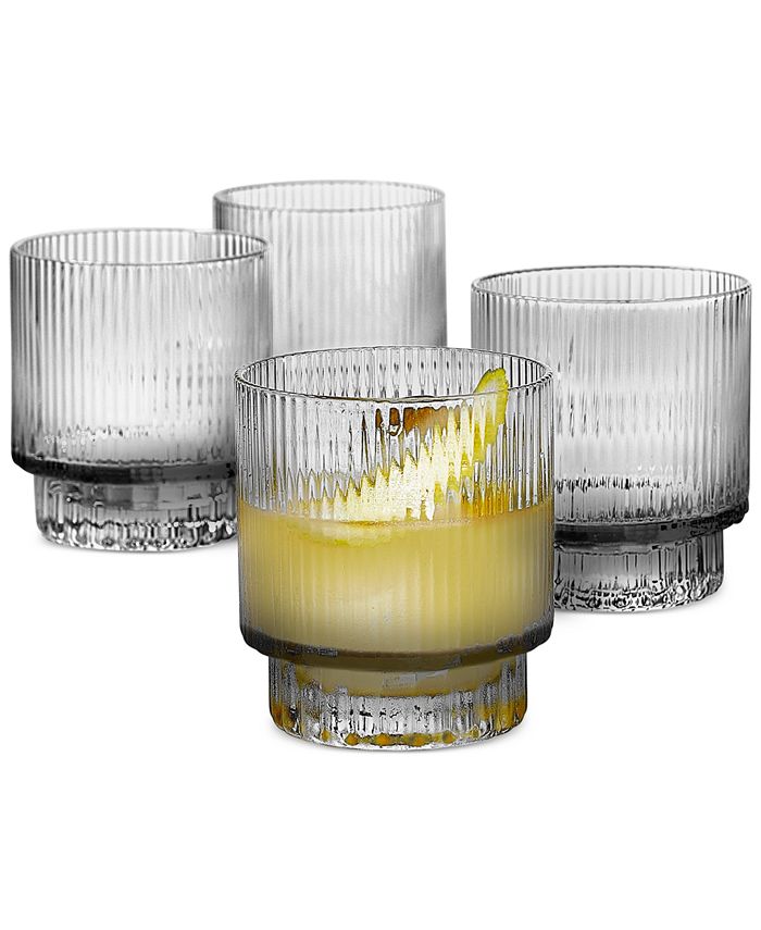 Hotel Collection Fluted Double Old-Fashioned Glasses, Set of 4, Created for Macys - Clear