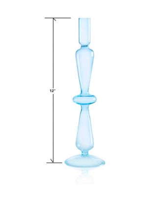 Aurora Glass 3- Piece 9.5", 11", 12" Tall Assorted Color Candlesticks