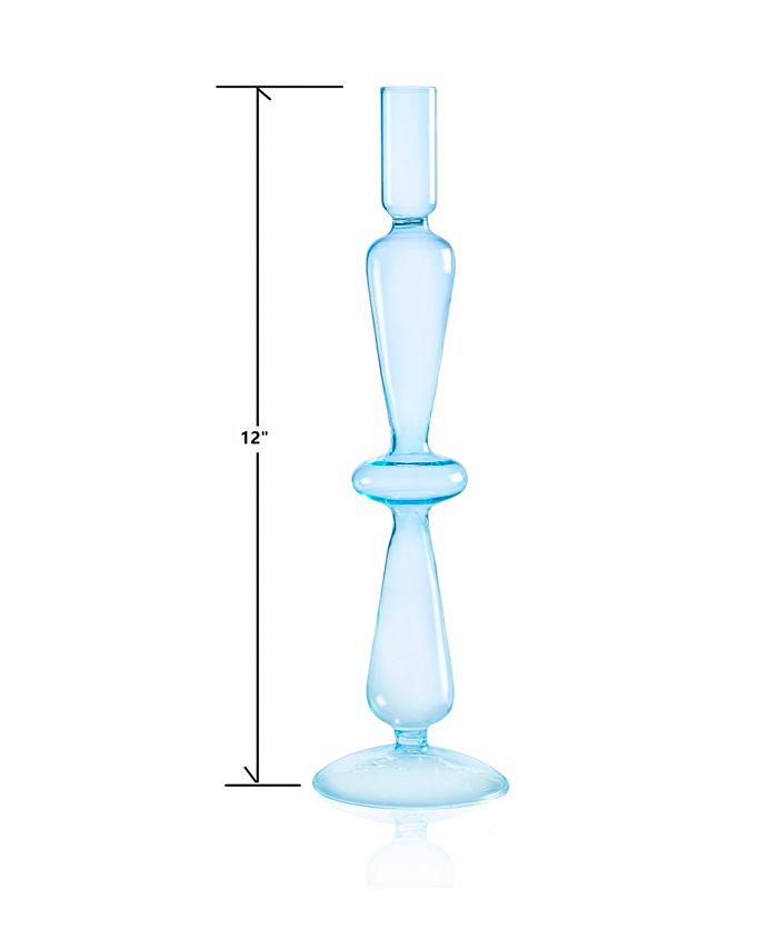 Qualia Glass Aurora Glass 3 Piece 9.5", 11", 12" Tall Assorted Color Candlesticks Macy's