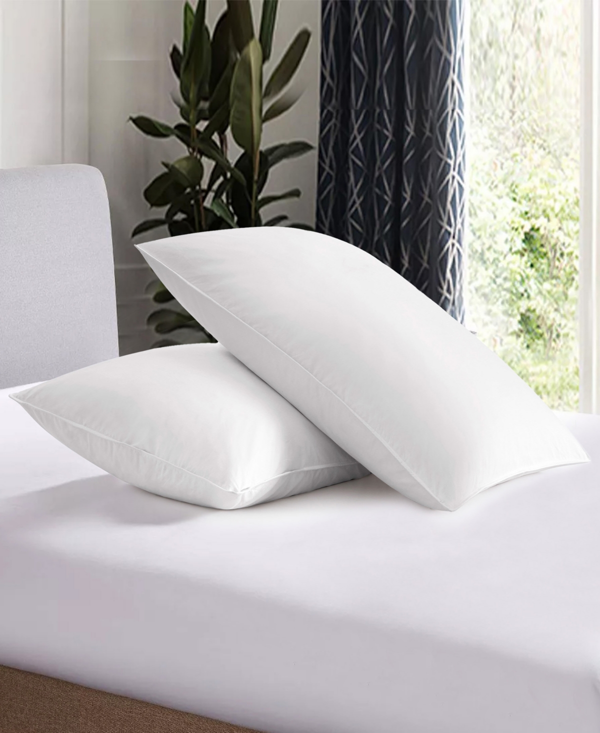 Unikome 100% Cotton Goose Down And Feather 2-pack Pillow, Queen In White