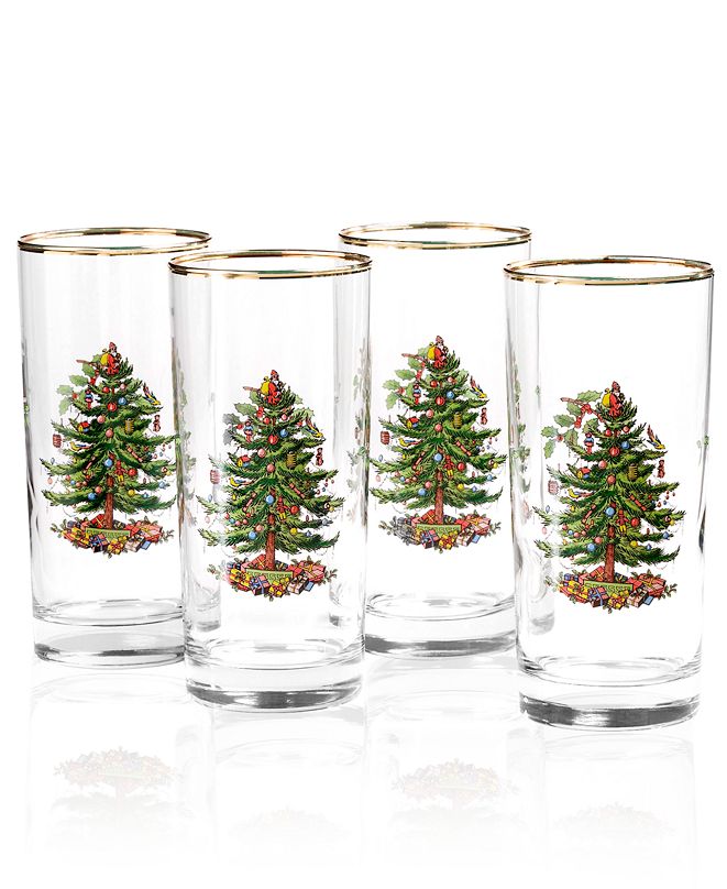 Spode Glassware, Set of 4 Christmas Tree Highball Glasses & Reviews