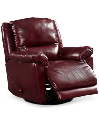 Furniture CLOSEOUT! Hughstin Leather Swivel Glider Recliner