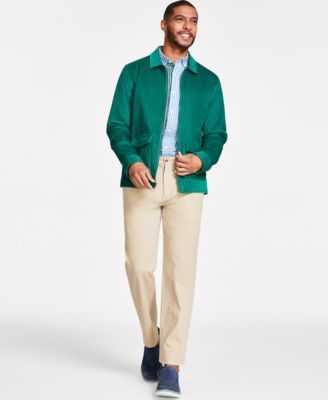 Club Room Regular Fit Full Zip Corduroy Jacket Colorblocked Mixed Check Poplin Shirt Four Way Stretch Pants Cr In Turquoise Water