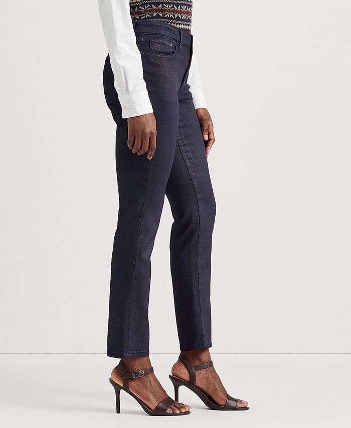 Lauren Ralph Lauren Women's Coated Mid-Rise Straight Ankle Jeans - Macy's