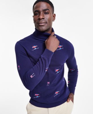 Club Room Men's Cotton Skier Embroidered Turtleneck Sweater, Created for  Macy's - Macy's