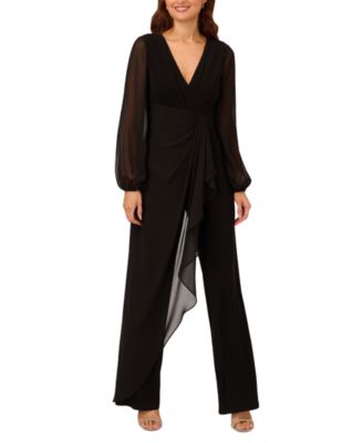 Adrianna Papell - Women's Chiffon-Trim Jersey Jumpsuit