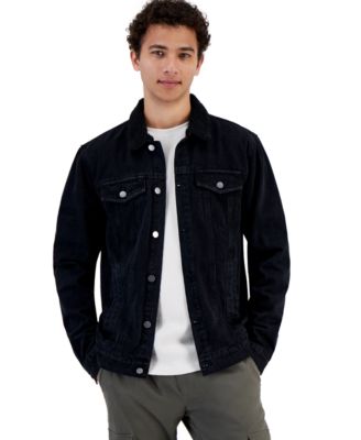 And Now This - Men's Regular-Fit Denim Trucker Jacket with Fleece Collar