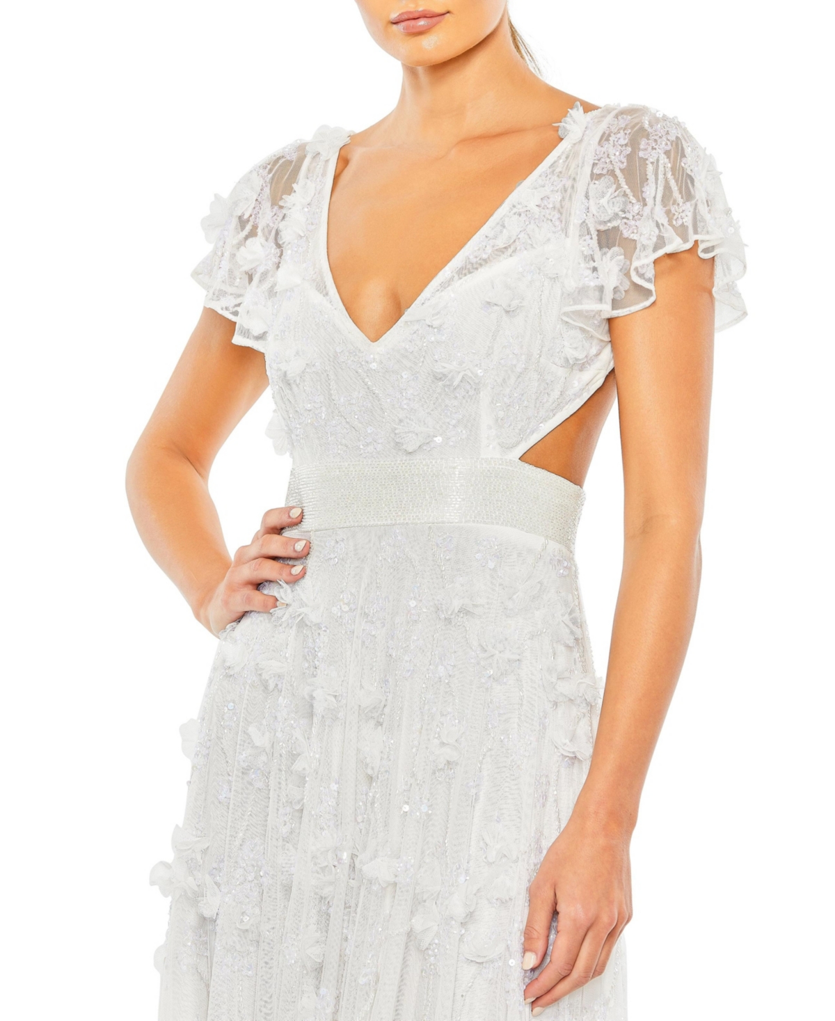 Mac Duggal Women's Embellished Lace Up Flowy Gown