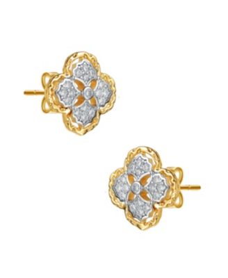 Classy 14K Gold Plated and Cubic Zirconia Floral Stud Earrings