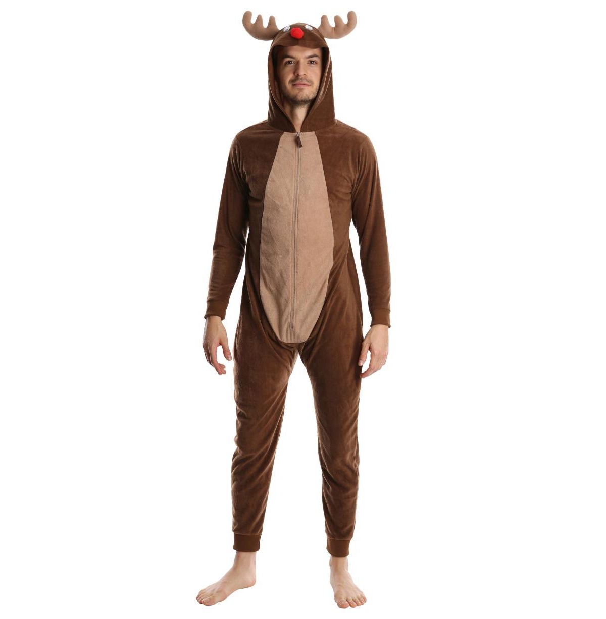 Sleep Hero Men's Novelty Fleece Onesie - Reindeer
