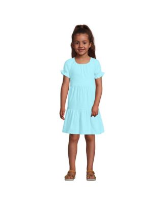 Robe Fille En Velours Côtelé Lands' End - Taille 4 - Rouge à Motifs Fleuris - Cintrée à La Taille - Occasion Très Bon état