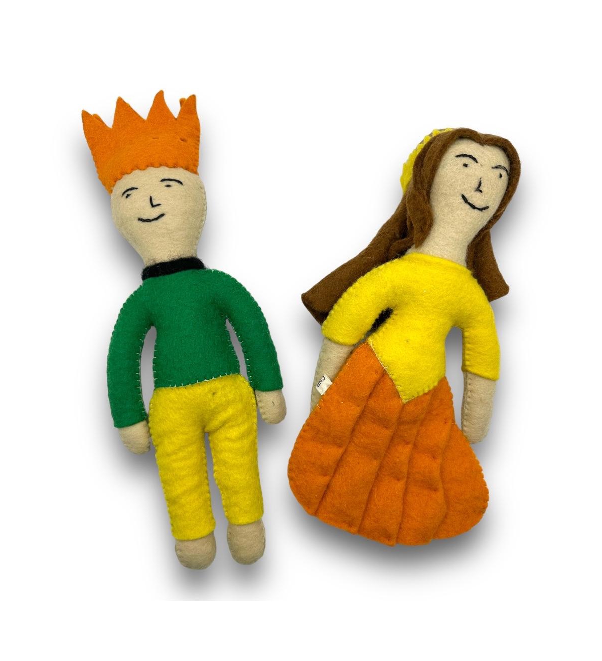 Prince and Princess Felt Dog Toys - Green, yellow