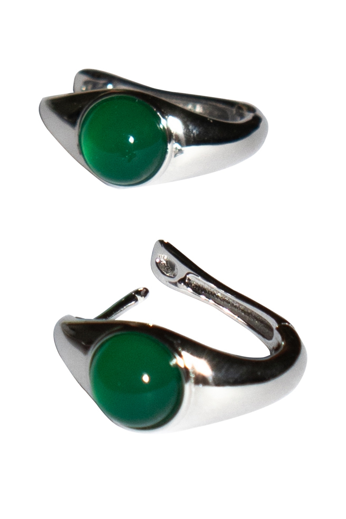 Brooke &#x2014; Jade Stone Hoop Earrings - Dark green