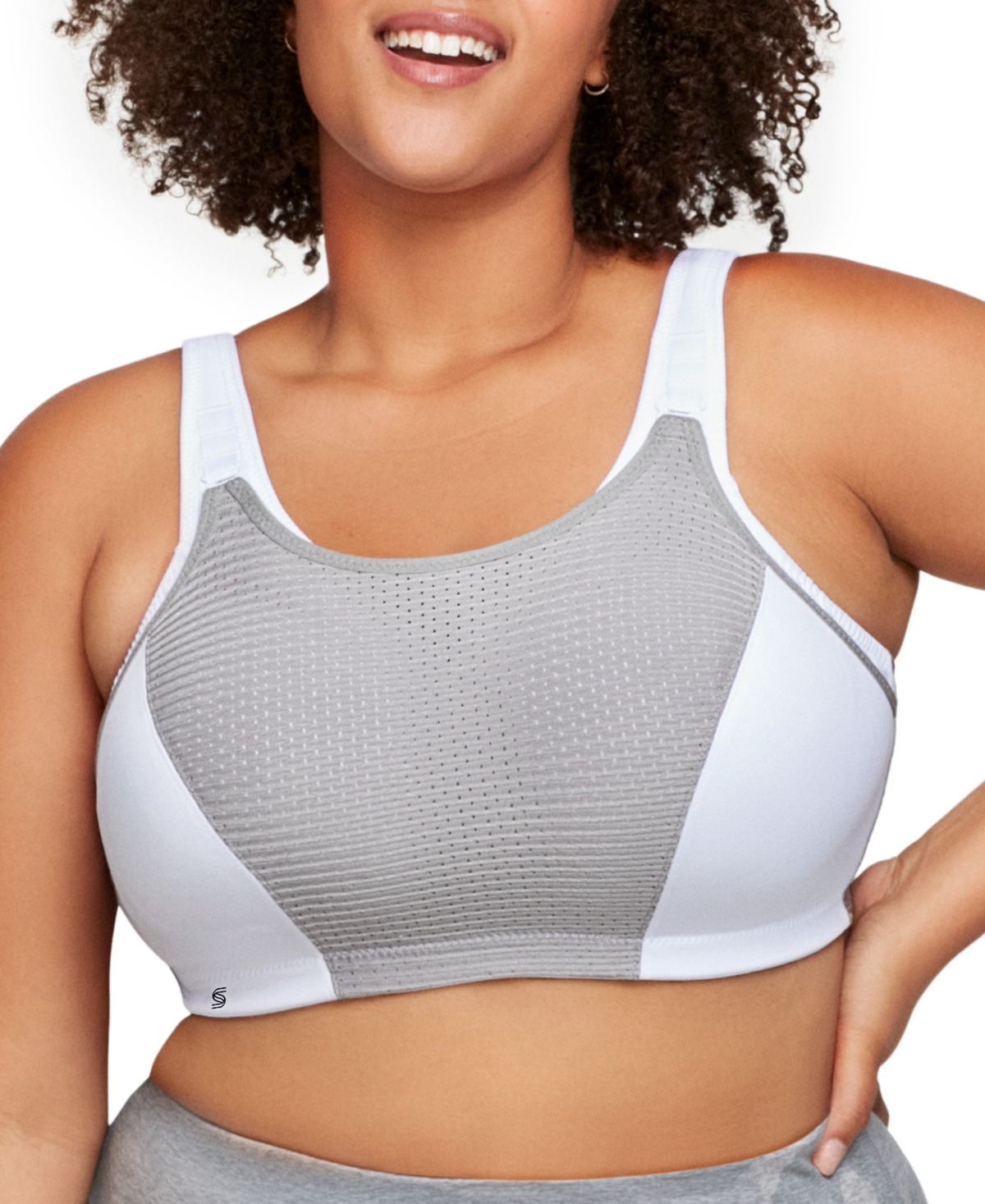 Shop Glamorise Women's Full Figure Plus Size Adjustable Wirefree Sports Bra In White,gray