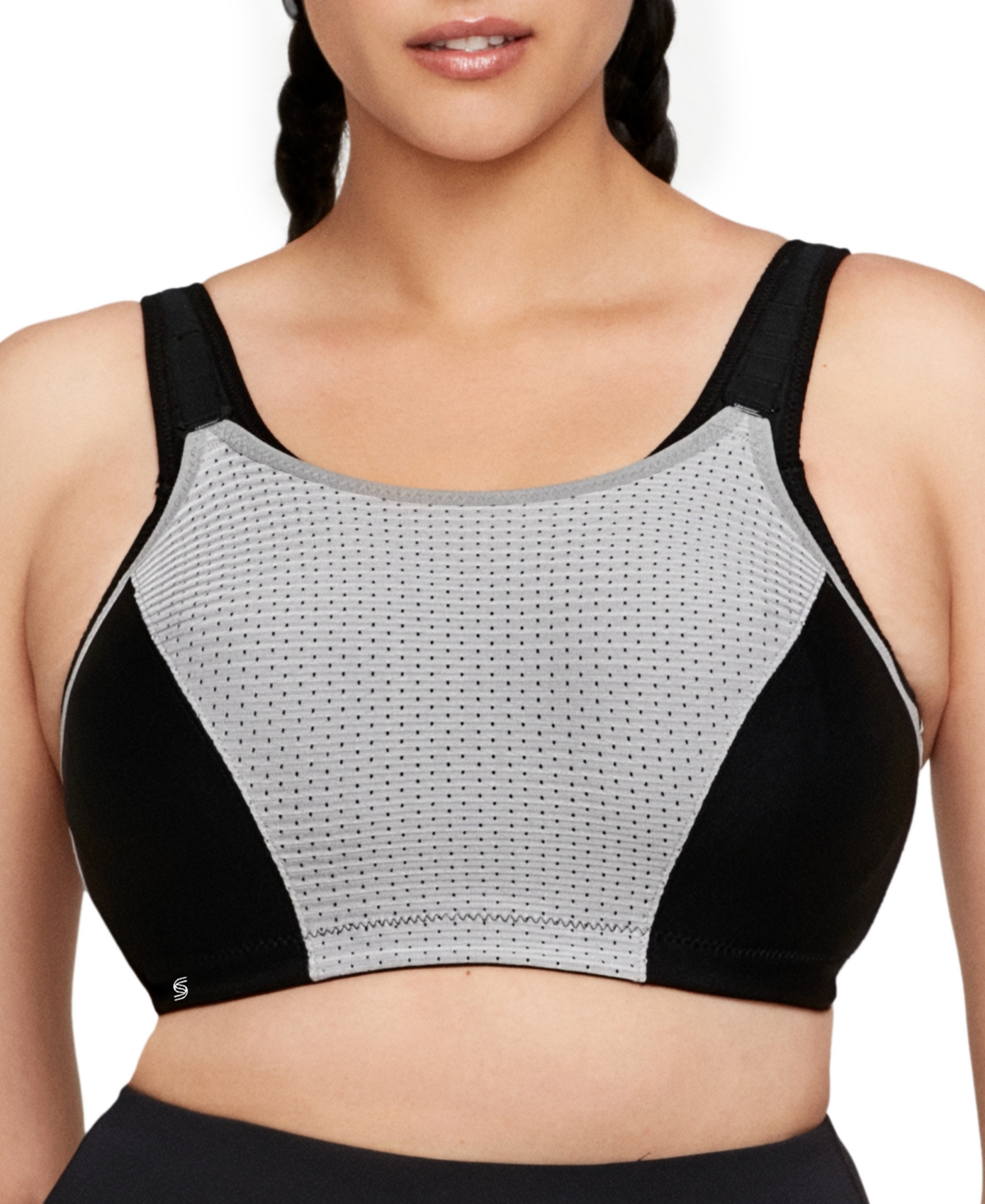 Glamorise Women's Full Figure Plus Size Adjustable Wirefree Sports Bra In Black,gray