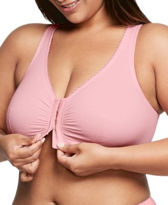 Women's Full Figure Plus Size Complete Comfort Wirefree Cotton T-Back Bra 1908