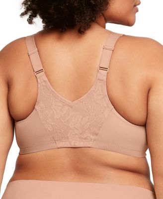 Women's Full Figure Wonderwire Front Close Stretch Lace Bra with Narrow Set Straps 9246