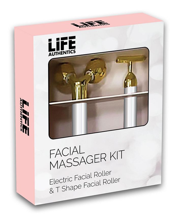 Life Authentics Facial Massager Kit (Electric T Shape And 2 Head Roller