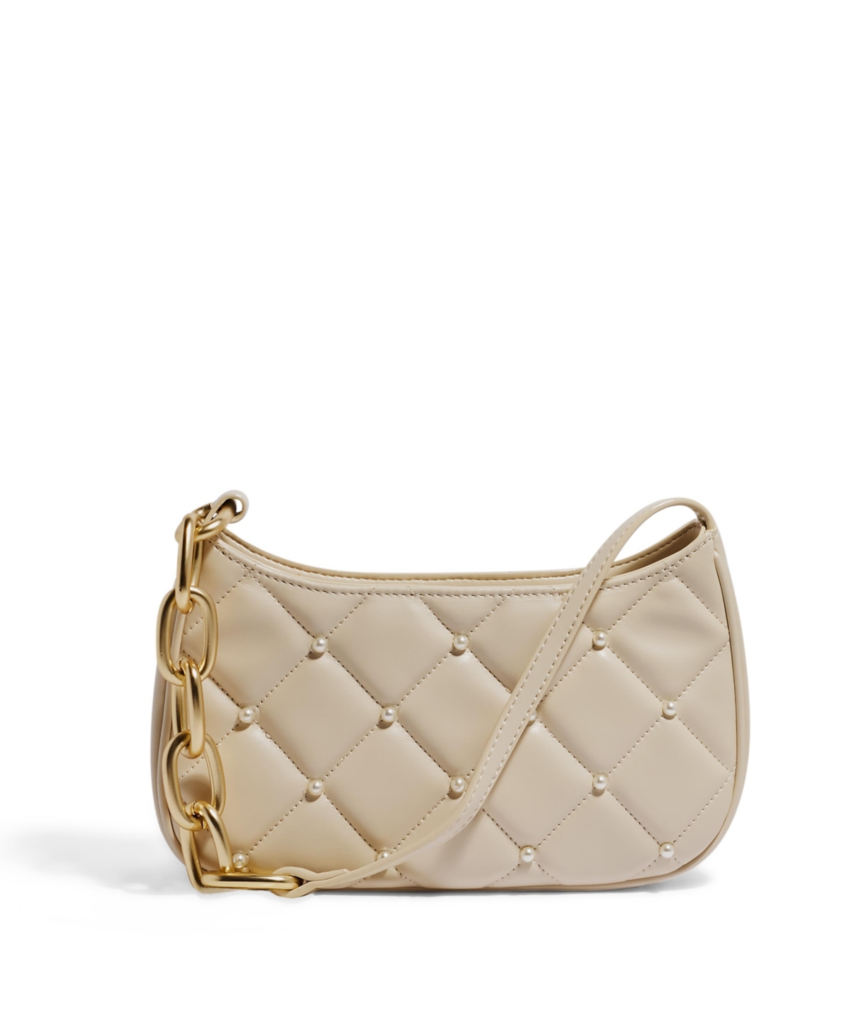 H.o.w Newbie Baguette Shoulder Bag - Winter white with pearls