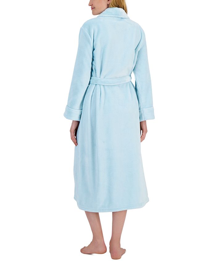 Charter Club Women's Long Solid Shine Plush Knit Robe, Created for Macy ...