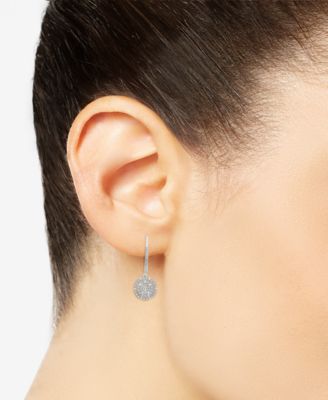 Diamond Circle Leverback Drop Earrings (1/4 ct. tw) in Sterling Silver, Created for Macy's