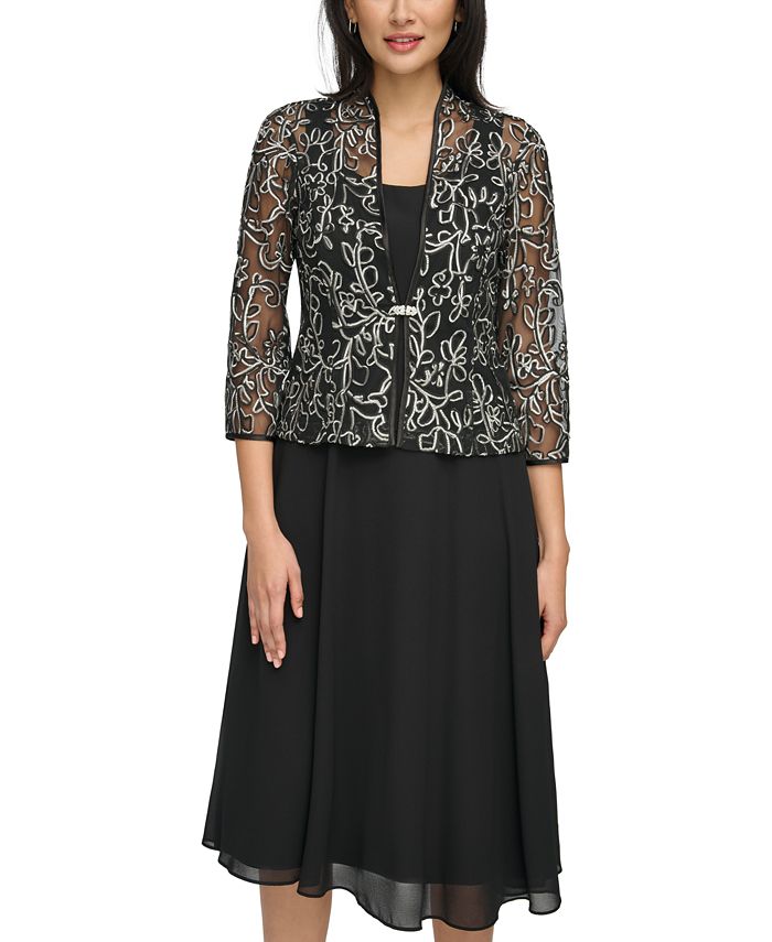 Jessica Howard Women's Soutache Jacket & Chiffon Dress Macy's