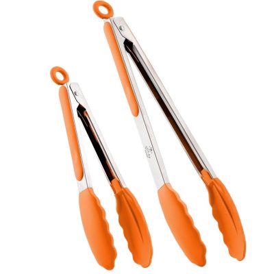 Stainless Steel Kitchen Tongs with Silicone Tips - Set of 2