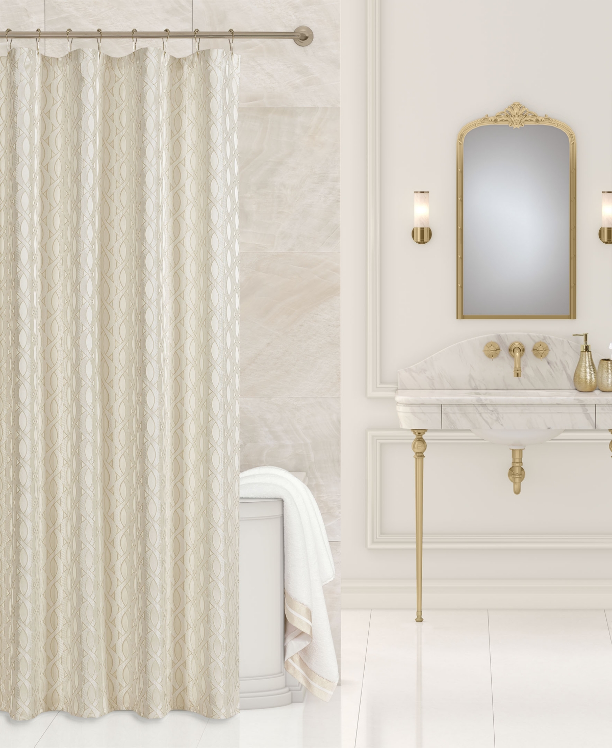 J Queen New York La Boheme Shower Curtain Bedding In Ivory