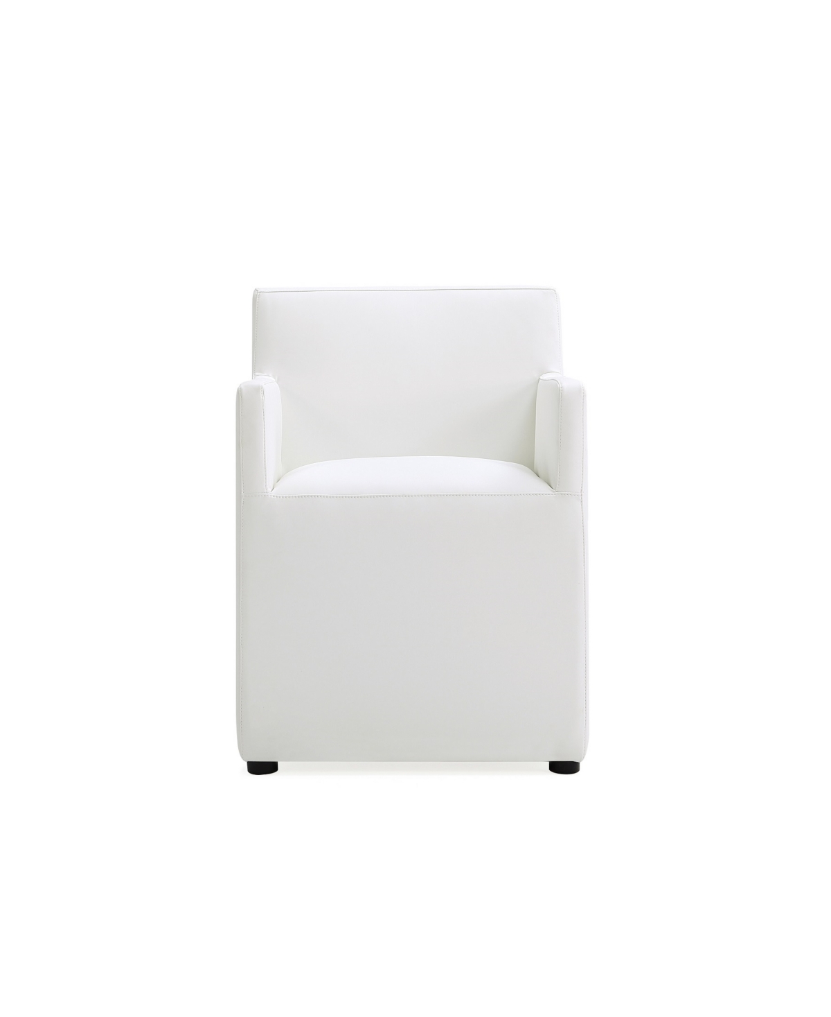 Manhattan Comfort Anna 22.83" L Faux Leather Upholstered Square Dining Armchair In Cream