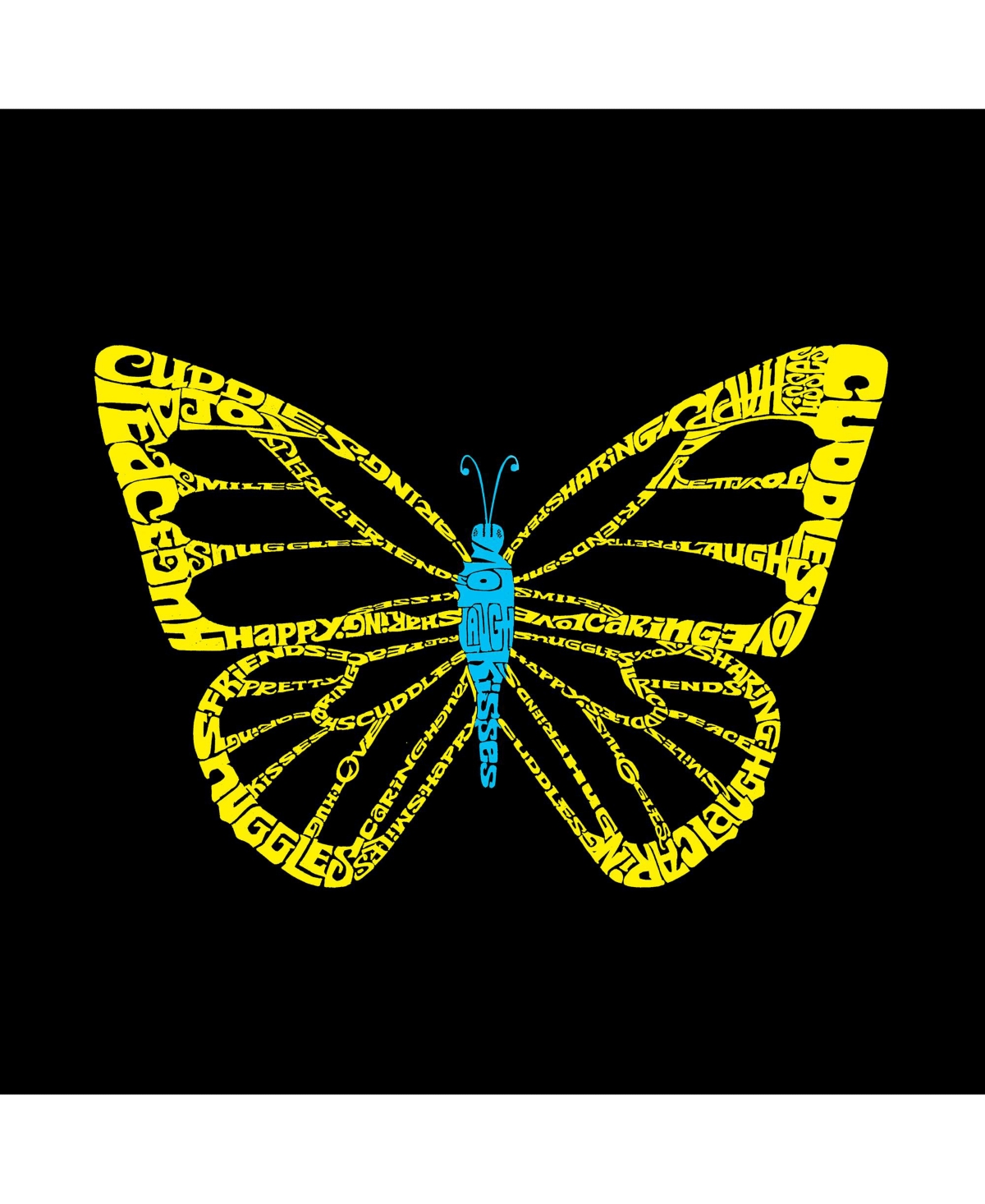 La Pop Art Girls Word Art Hooded Sweatshirt - Butterfly
