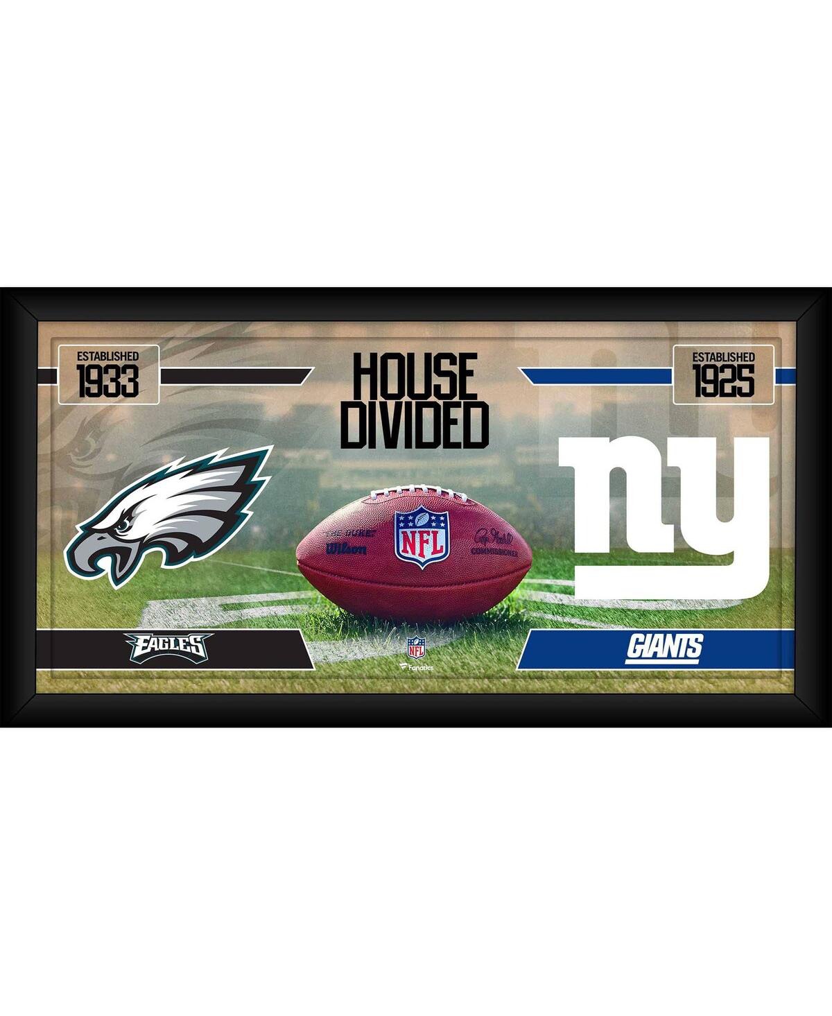 Fanatics Philadelphia Eagles Vs. New York Giants Framed 10" X 20" House Divided Football Collage In Multi