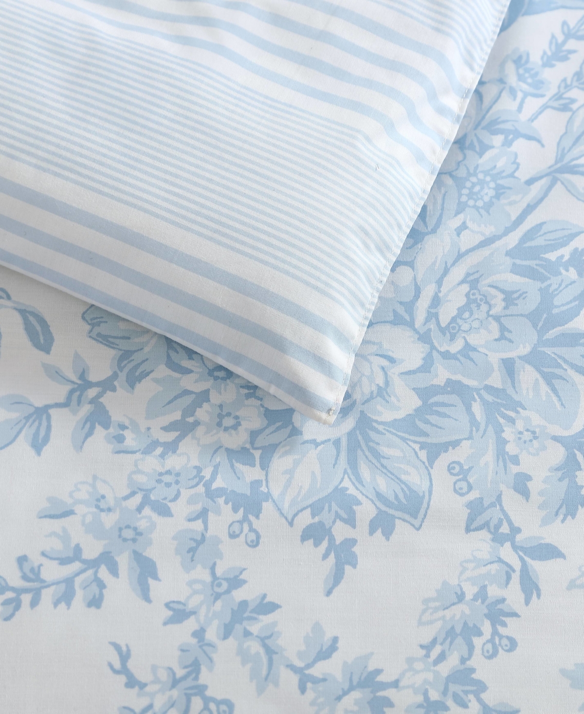 Shop Laura Ashley Bedford Cotton Reversible 2 Piece Comforter Set, Twin In Blue Cashmere,white