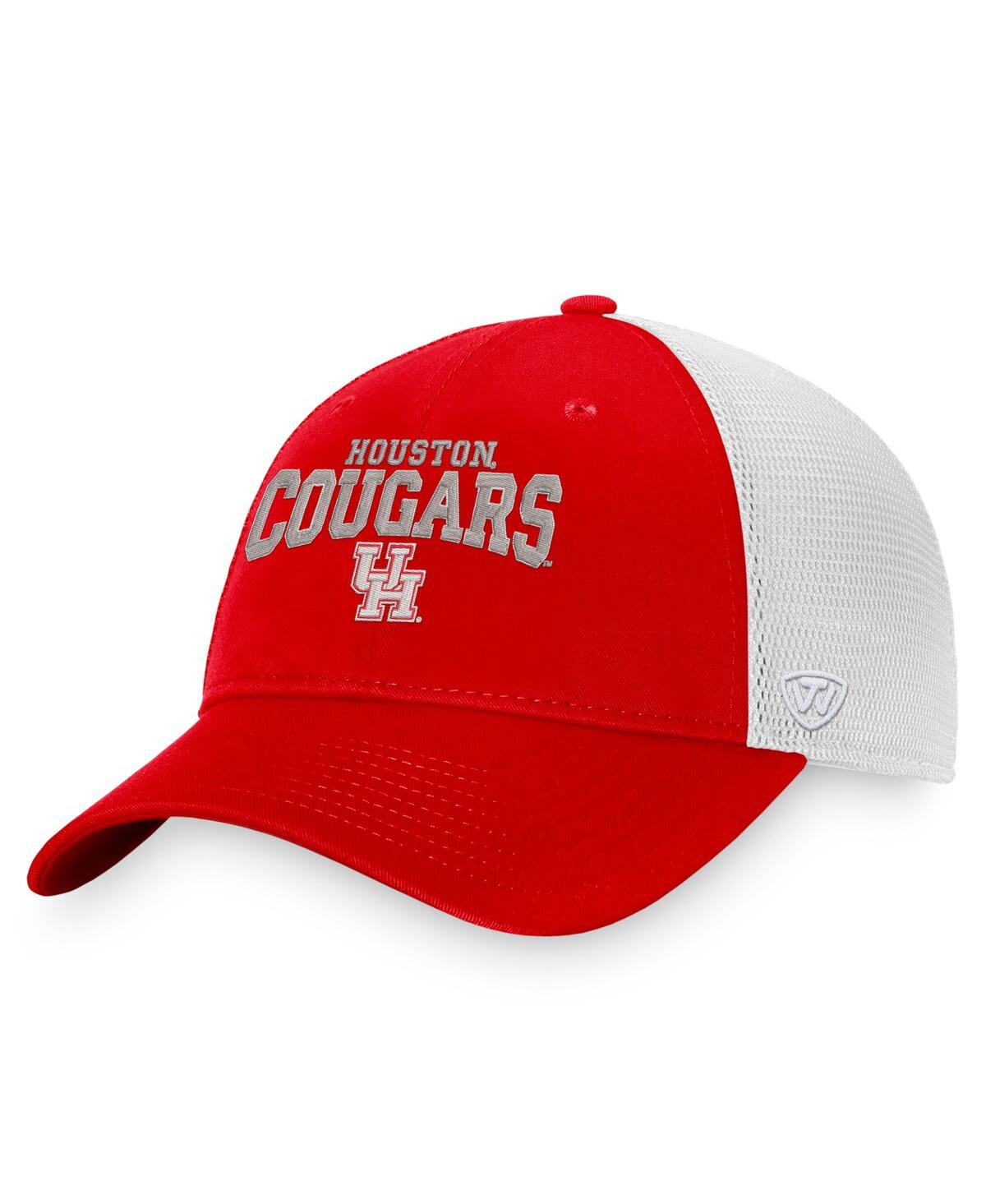 TOP OF THE WORLD MEN'S TOP OF THE WORLD RED HOUSTON COUGARS BREAKOUT TRUCKER SNAPBACK HAT