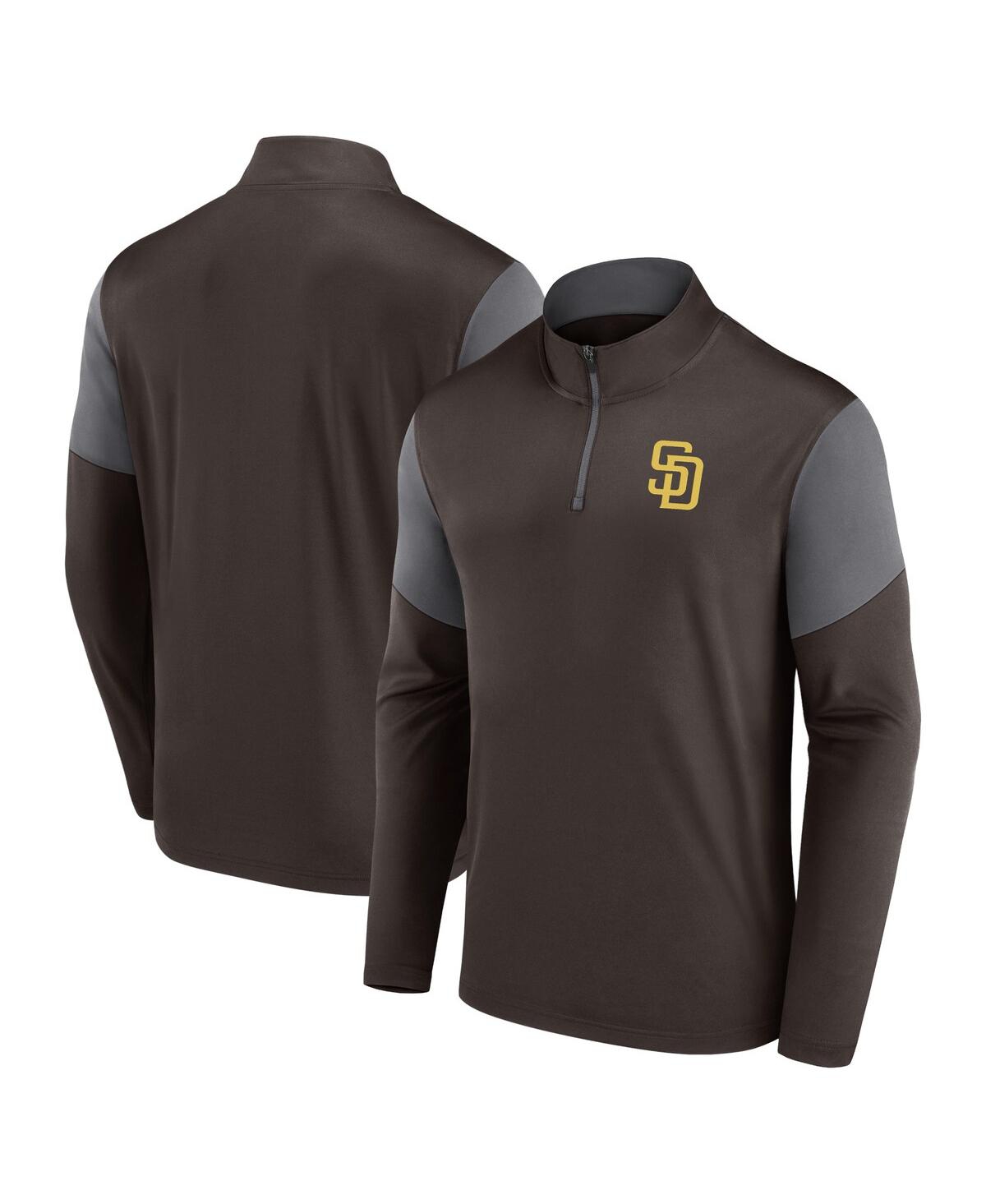 Men's FanaticsSan Diego Padres Logo Quarter-Zip Top - Brown