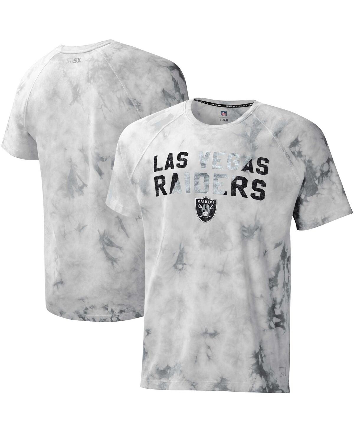 Shop Msx By Michael Strahan Men's  Gray Las Vegas Raiders Resolution Tie-dye Raglan T-shirt
