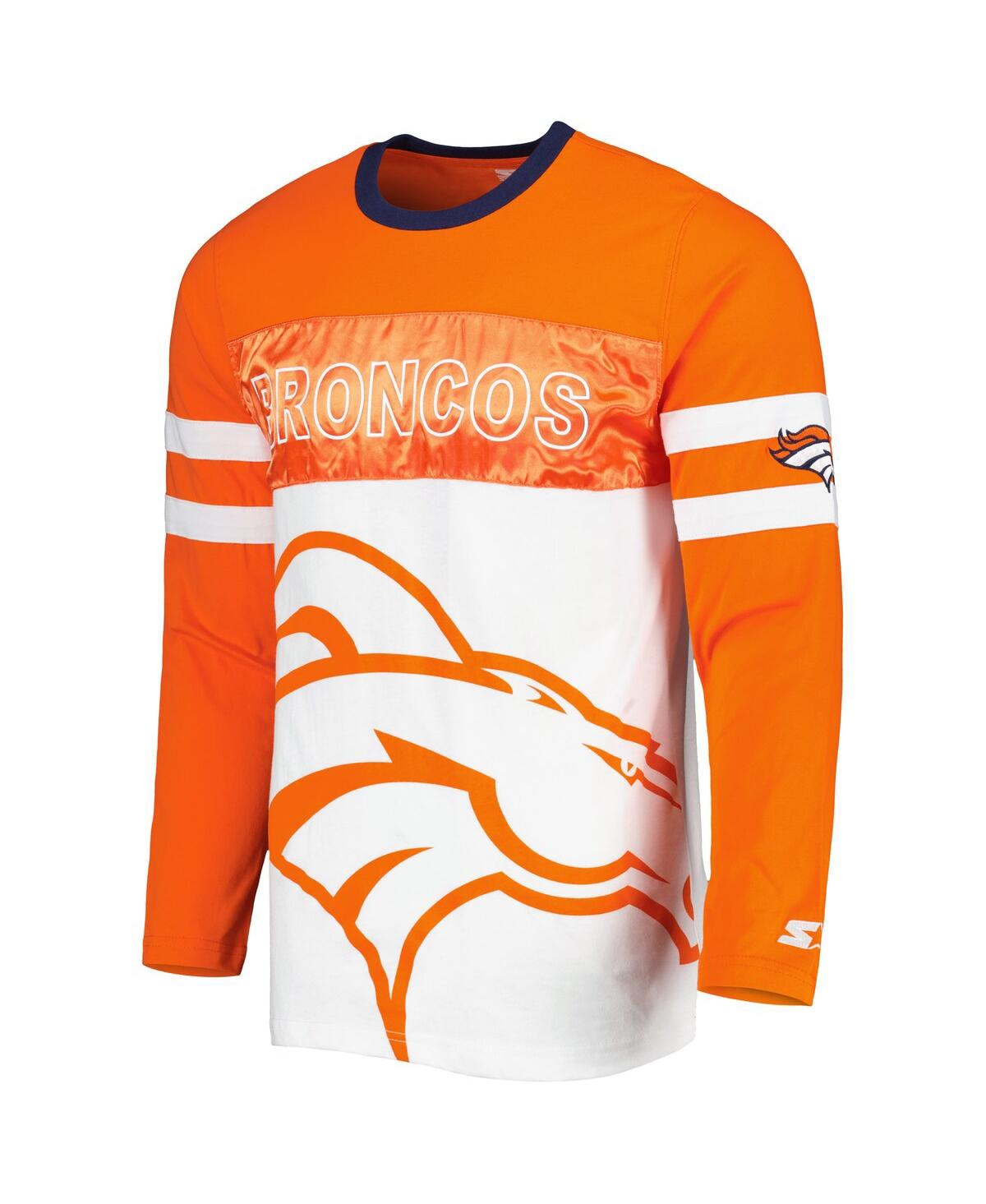 Shop Starter Men's  Orange, White Denver Broncos Halftime Long Sleeve T-shirt In Orange,white