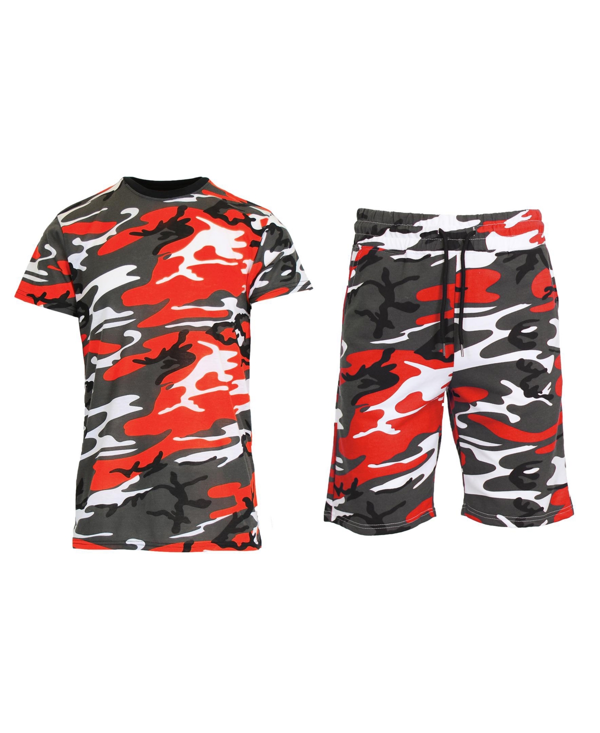 Galaxy By Harvic Men's Camo Short Sleeve T-shirt And Shorts, 2-piece Set In Red Camo