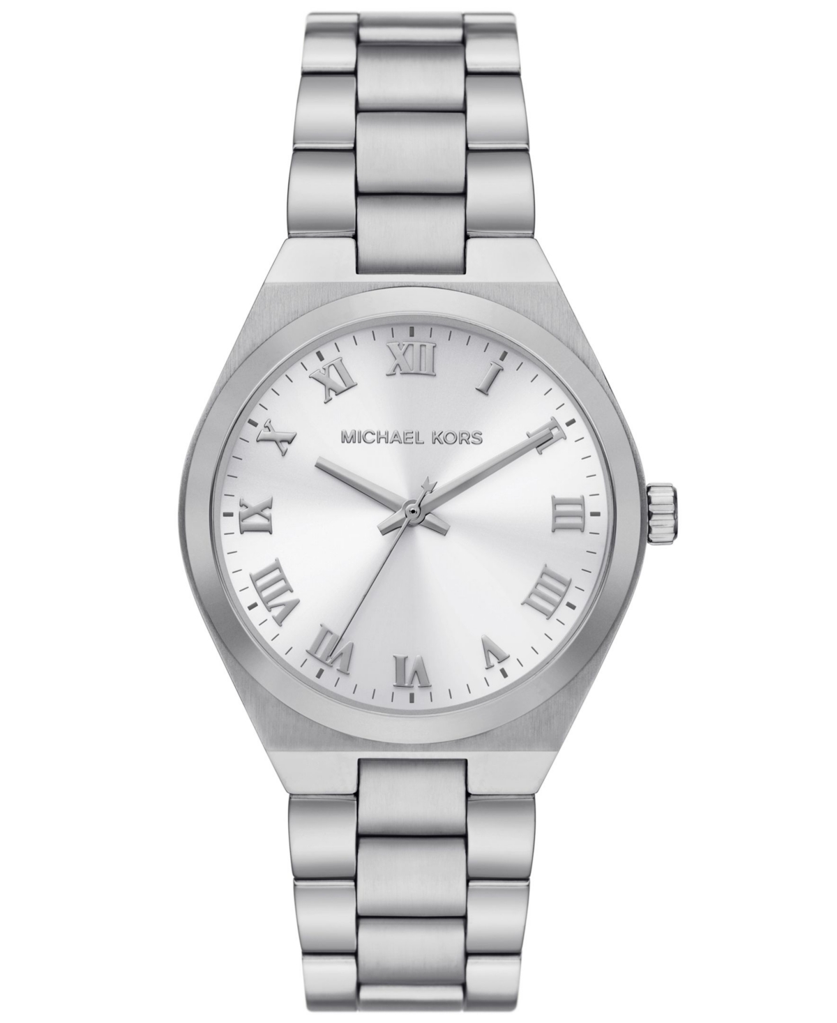 Shop Michael Kors Women's Lennox Quartz Three-hand Silver-tone Stainless Steel Watch 37mm
