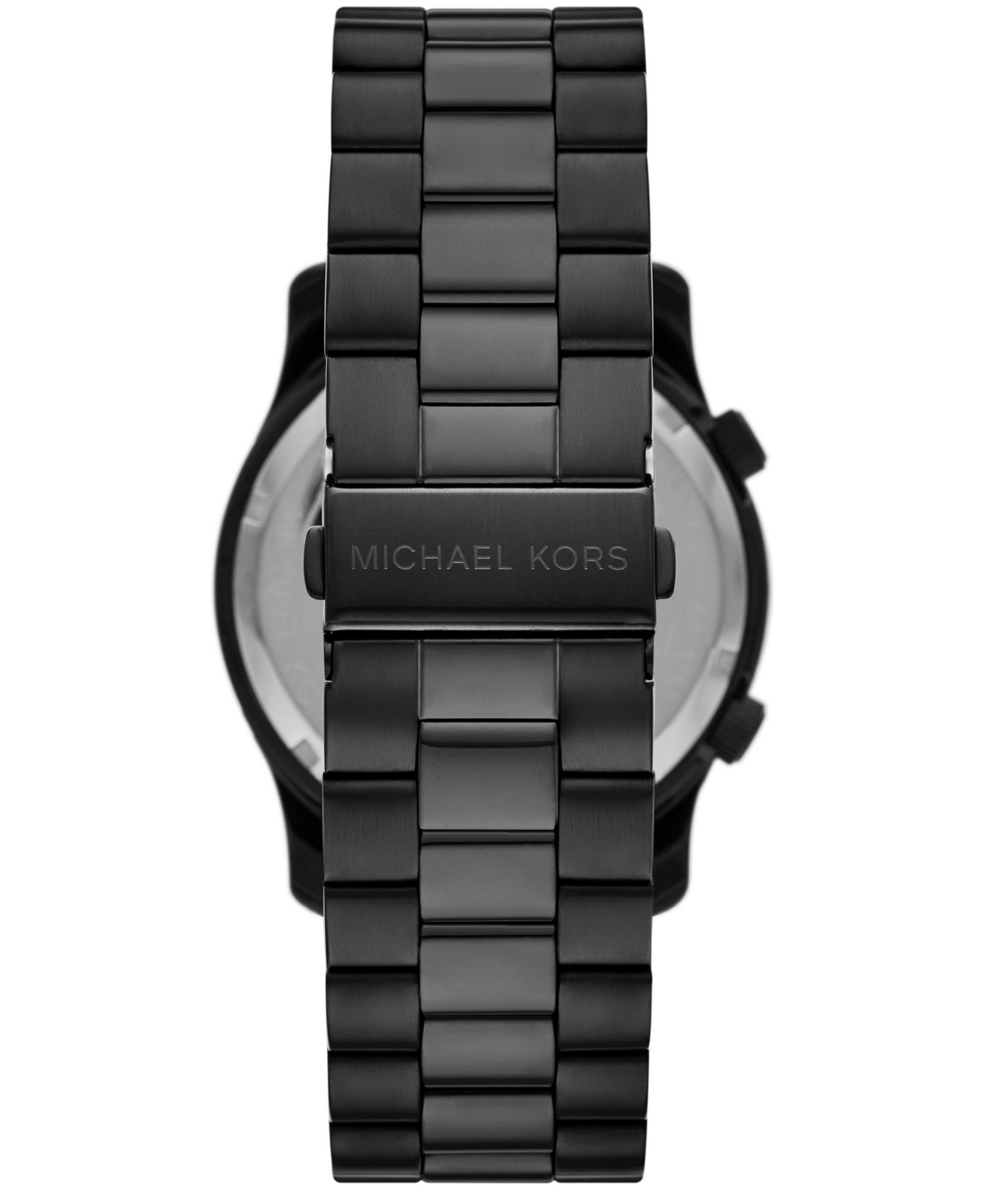 Shop Michael Kors Men's Runway Quartz Dual Time Black Stainless Steel Watch 45mm