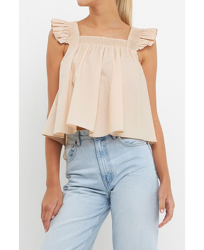 English Factory Women's Ruffle Detail Top - Macy's