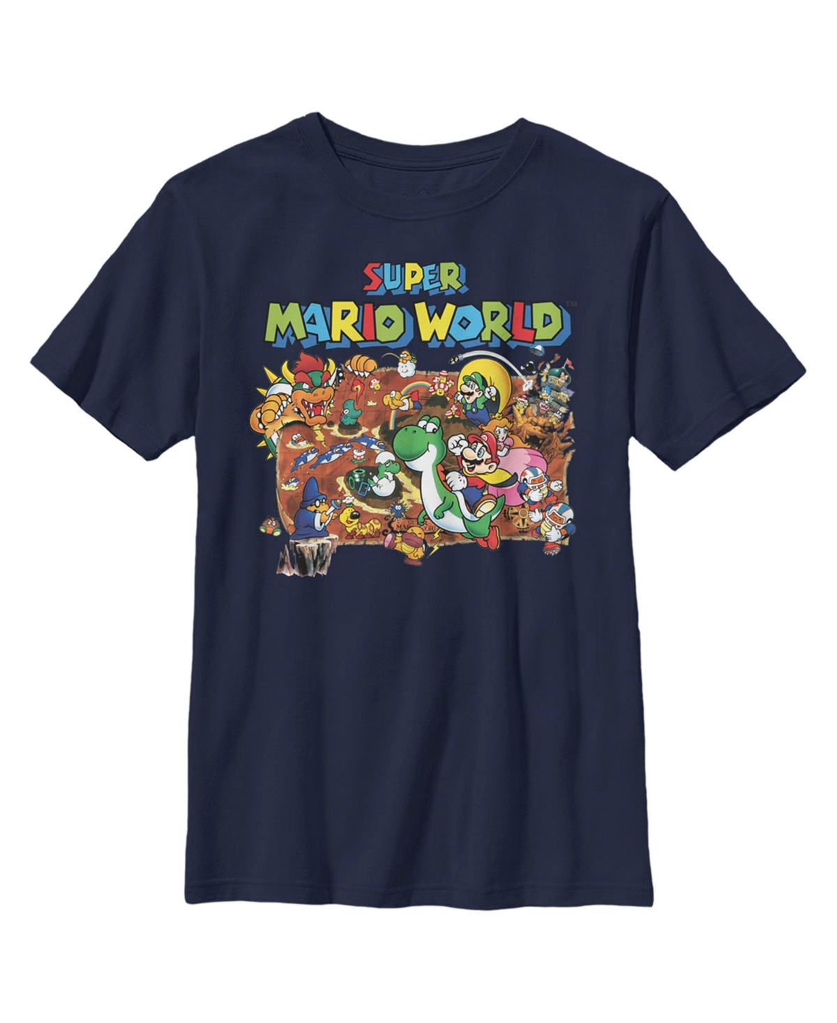 Nintendo Men's Super Mario World Map Short Sleeve T-shirt In Navy Blue